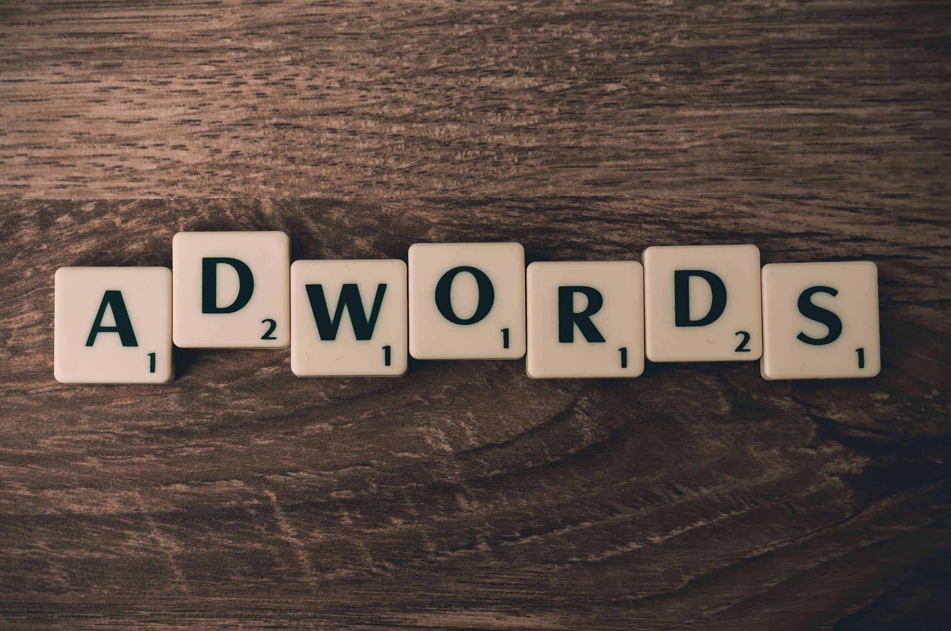 A scrable picture of the words Adwords